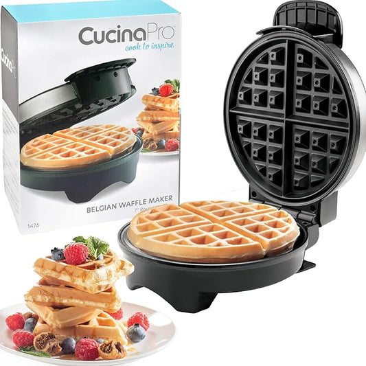 Belgian Waffle Maker- Non-Stick 7" Waffler Iron w Adjustable Browning Control, Electric Baker Makes Thick Fluffy Waffles- Easy Use Kitchen Appliance Essential for Breakfast Brunch Morning w Recipes