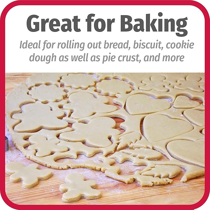 GoodCook Classic Wooden Rolling Pin with Easy Roll Bearings