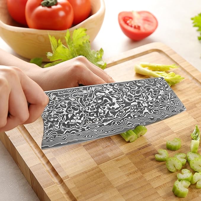 zayiko Kinone Kiritsuke Knife – 7.9-Inch Damascus Chef Knife | 67 Layers Damascus Steel with VG10 Core | Ergonomic Birch Root Wood Handle | Professional Kitchen Knife in Gift Box
