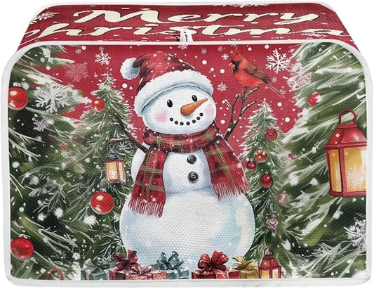 Annejudy Snowman Pattern Two Slice Toaster Cover Kitchen Small Appliance Covers for Christmas Kitchen Decoration Microwave Oven Dustproof Cover Keep From Dirty Stain