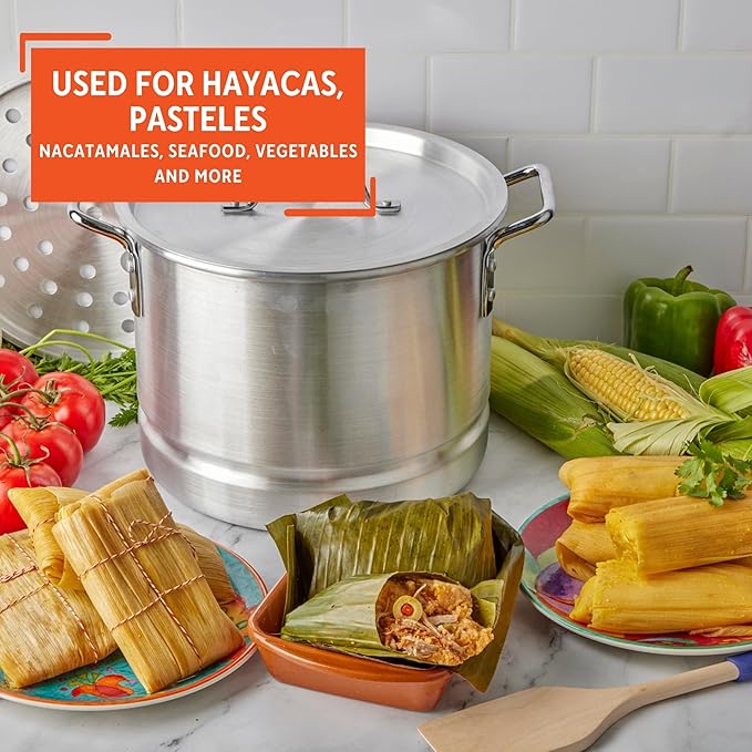 IMUSA 16 Qt Tamale Steamer Vaporera Stock Pot Aluminum Tamalera