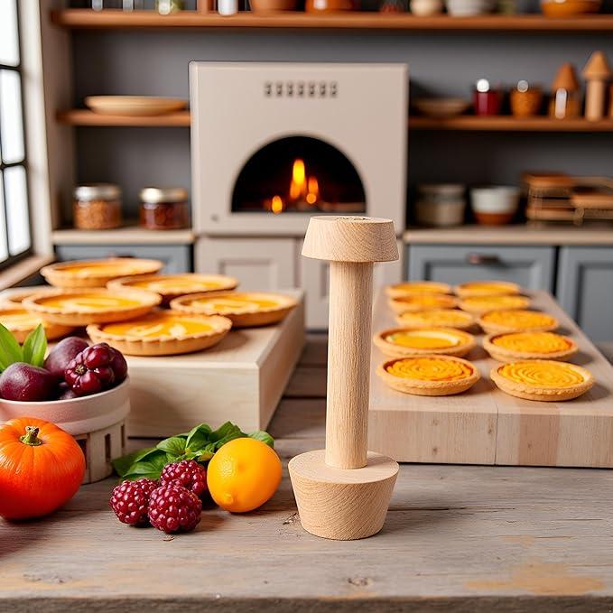 Xinjincang Woodiness Tart Tamper Pastry Tamper Double Side Wooden Egg Tart Tamper Mold DIY Cake Pastry Pusher for Kitchen Party Baking Tools, Pie, Tart and Quiche Pans