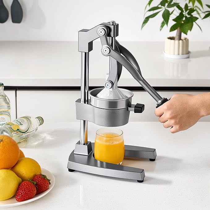 Manual Cast Iron Citrus Juicer,Commercial Hand Press Squeezer,Heavy Duty Countertop Squeezer for Fresh Orange Lemon Juice with Stainless Steel Cup