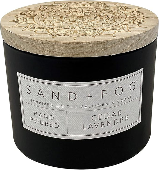 Sand + Fog Scented Candle - Cedar Lavender – Additional Scents and Sizes – 100% Cotton Lead-Free Wick - Luxury Air Freshening Jar Candles - Perfect Home Decor – 12oz