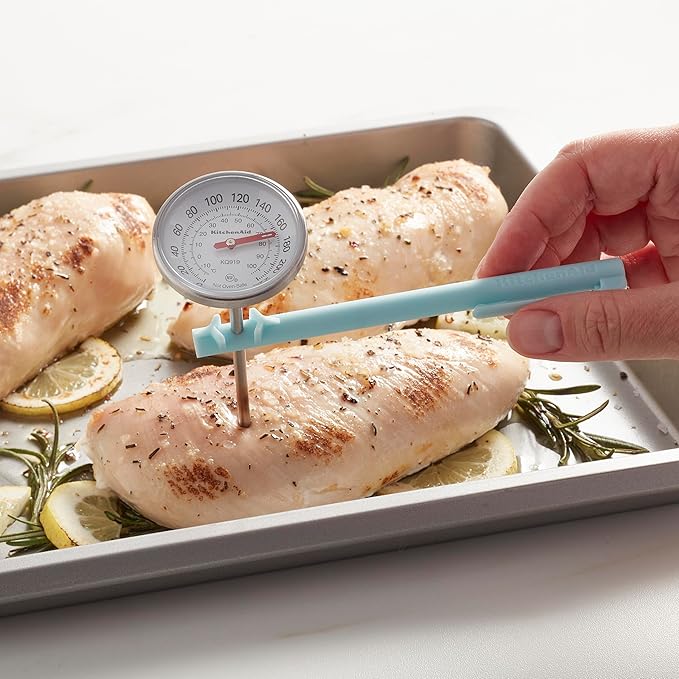 KitchenAid KQ919MW Analog Instant Read Food and Meat Thermometer with 1.75-inch Dial, Recalibration Feature, Mineral Water Storage Sleeve