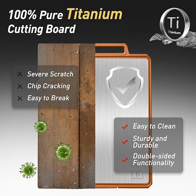 2 Packs Pure Titanium Cutting Boards for Kitchen Chopping Board Butcher Block 2 in 1 Pure Titanium PP Father Day Dad Parent Stepdad Who Want Everything Future Groom Bride Law Christmas Xmas