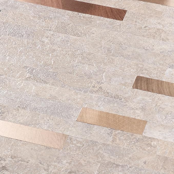 Yipscazo 2 Sheets PVC Wall Tiles Stick on Tiles for Backsplash Kitchen, Bathroom, Laundry Room, Camper, Fireplace (6'' X 12'', Stone)