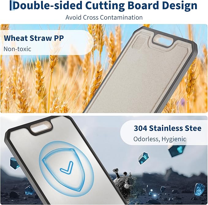 Garvee 304 Stainless Steel Cutting Board for Kitchen - Double Sided Chopping Board with Deep Juice Groove & Handle, Over-The-Sink Design, Scratch Resistant, 15x10 Inch, Premium Kitchen Gift