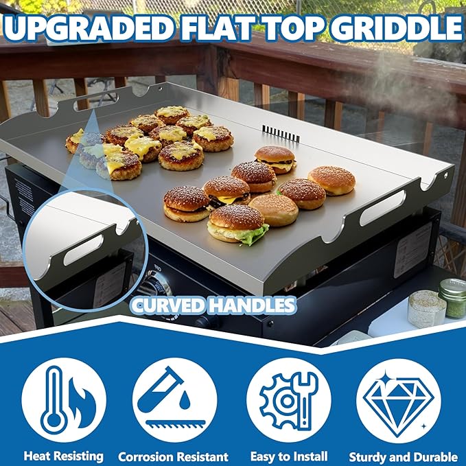 SafBbcue Upgrade 28" Griddle Replacement Top for Blackstone 28 inch Tabletop Griddle 1517 1856 1883 2094 1963 1924 Replacement Parts, 28 inch Flat Top Grill with Handy Handle, Carbon Steel