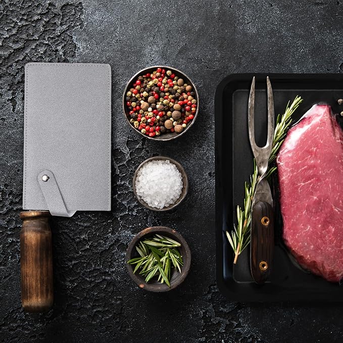 PATIKIL PU Leather Knife Meat Cleaver Sheath, Waterproof Chef Knife Guards Wide Knife Protector Cleaver Cover for Home Kitchen, Silver