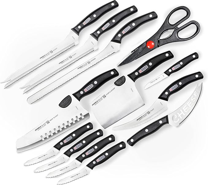 Miracle Blade World Class Professional Series 13 Piece Chef's Knife Collection - Ergonomic and Versatile Flash Forged Blades