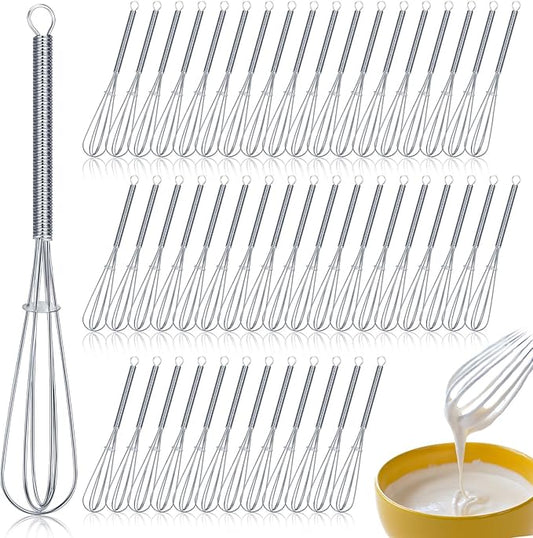 Baderke 50 Pcs Mini Whisk Bulk Small Whisks for Cooking 304 Stainless Steel Tiny Whisk for Baking, Whipping, Beating Eggs, Mixing Sauces, Blending Ingredients (6 Inch)