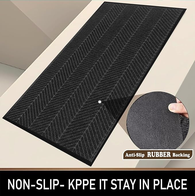 Front Door Mat,4'x6' Indoor Outdoor Entry Mat, Commercial Door Mat Indoor Outdoor Entrance, Heavy Duty Welcome Mat, Rubber Backing Non Slip Doormat for Entryway,Large Industrial Entry Rug