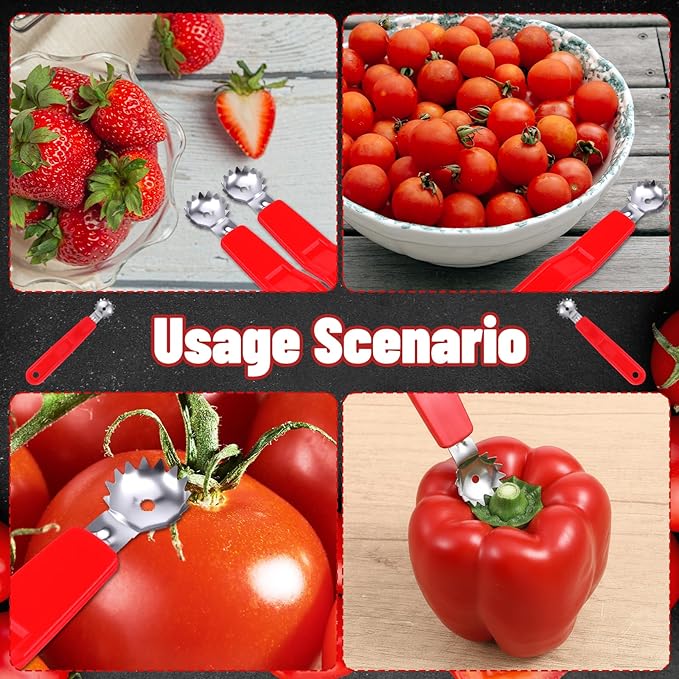 4 Pcs Tomato Corer Tool Stainless Steel Strawberry Huller Stem Remover Tomato Strawberry Top Remover Kitchen Vegetable Fruit Corer Tool Dessert Preparation Salad Making