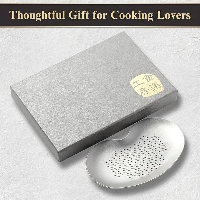 Japanese Titanium Grater – Made in Japan, 3.4 Inches Fine Grating Plate for Garlic, Ginger & Wasabi, Compact Precision Kitchen Tool Designed for Everyday Food Preparation