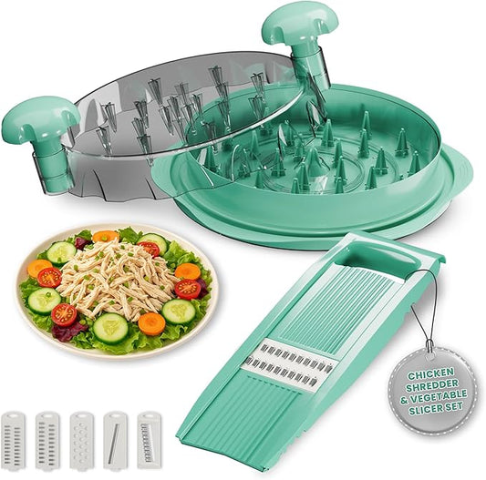 2 Pcs Chicken Shredder Tool Twist Large Set, Meat Shredder Kitchen Anti-Slip Strip, Mandoline Slicer Including Food Shredders for Kitchen, Chicken Shredded Suitable for Pork Beef Chicken