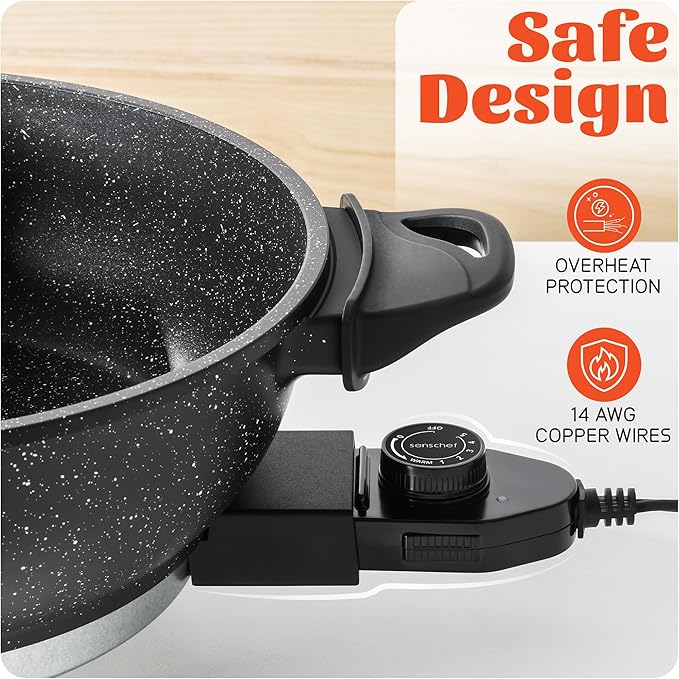 TWIN™ Electric Hot Pot with Divider | EvenHeat Cast Aluminum Non-Stick Pot for No-Spot Cooking | 1500W Fast Heating | Dual-Flavor Shabu Shabu Pot for Family Use | 1-Yr Warranty