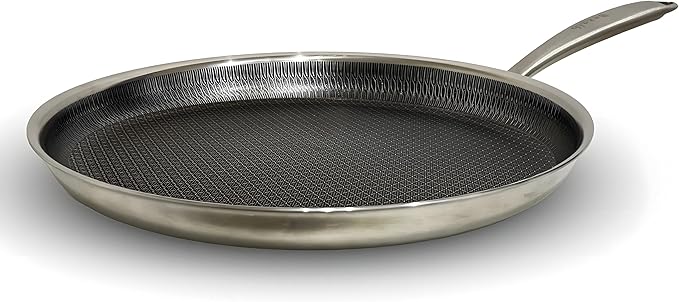 Bezaib 12-Inch Hybrid Nonstick Frying Pan, 316 Stainless Steel, Tri-Ply Skillet, Stay-Cool Handle, PFAS/PFOA Free, Induction Compatible, Oven & Dishwasher Safe
