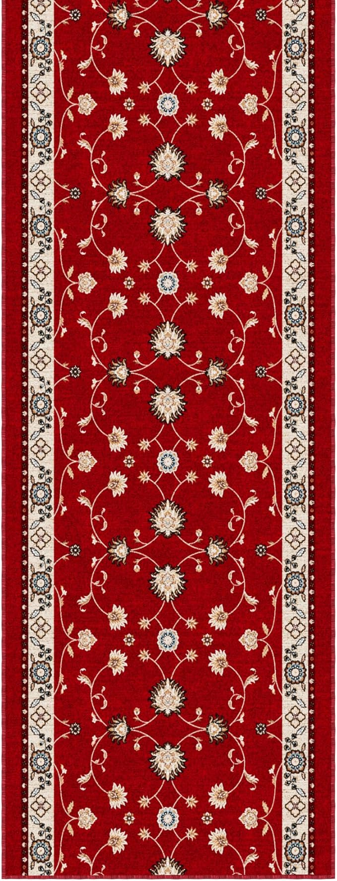 Ottomanson 3-Piece Kitchen Rug Set - Non Slip Runner & Washable Mat - 1'11" x 3' + 1'11" x 4' + 1'11"' x 5' - Durable, Stain Resistant for Entryway, Bedroom and Bathroom, Mahal Red