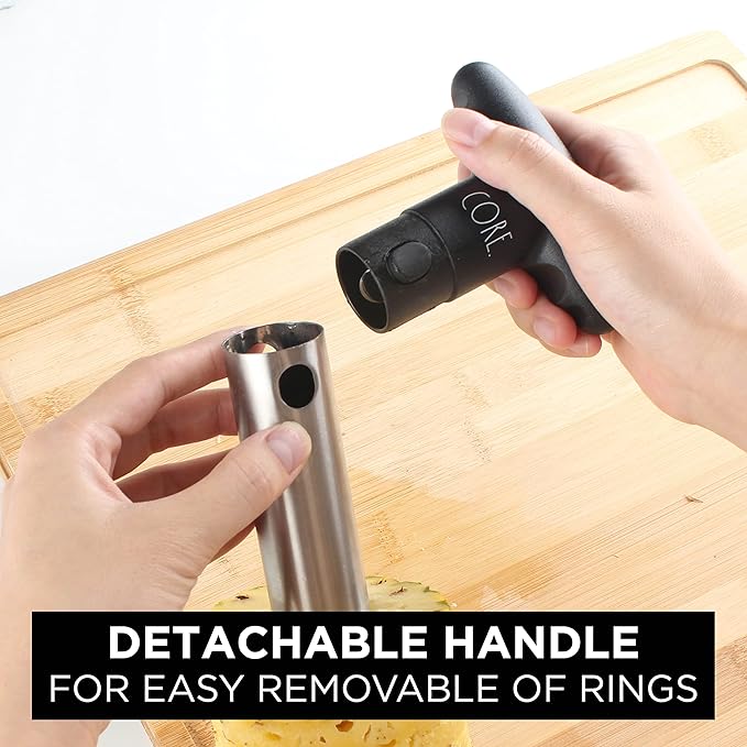 Rae Dunn Stainless Steel Corer - Easily Removes Cores and Pits from Apples, Pears, Peppers, Pineapples, and More, Black Pineapple