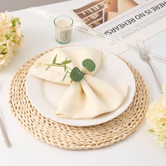 APTWOW Spring Napkin Rings Set of 12, Boho Eucalyptus Leaf Napkins Rings, Farmhouse Easter Napkin Holder for Weddings Christmas Party Table Decor