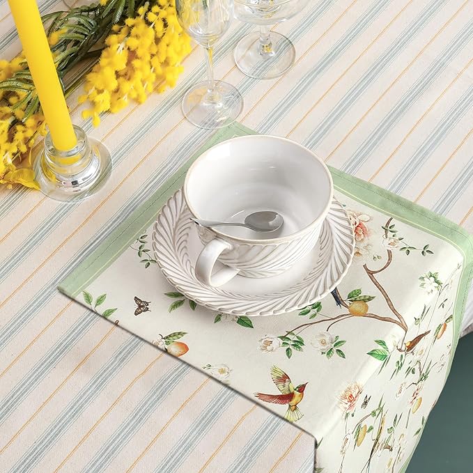 Bird Branch Napkins, 18×18 Inch Floral Dinner Cloth Napkins Set of 6, Washable Cotton Soft Absorbent Square Napkins for Dining Kitchen Party Wedding Decoration