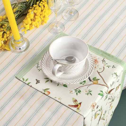 Bird Branch Napkins, 18×18 Inch Floral Dinner Cloth Napkins Set of 6, Washable Cotton Soft Absorbent Square Napkins for Dining Kitchen Party Wedding Decoration