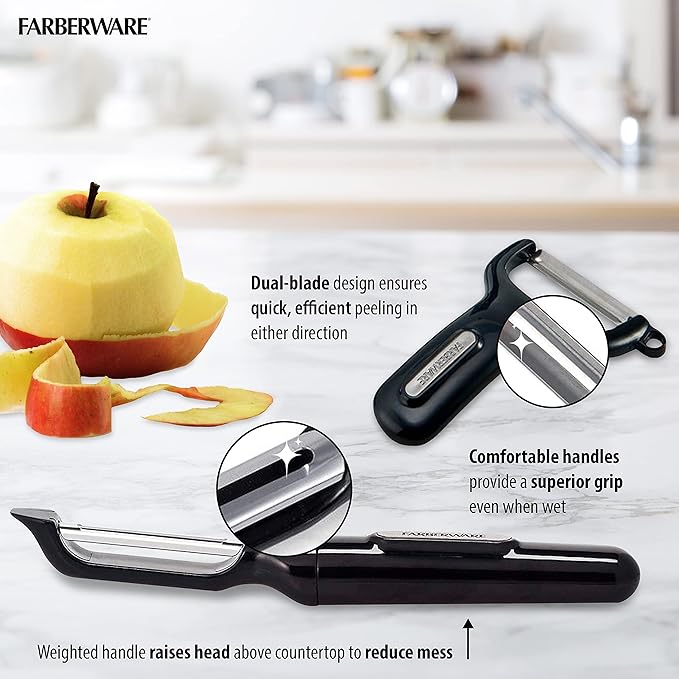 Farberware Professional Euro Peeler and Y-Peeler Set, 8-Inch and 5-Inch, Black