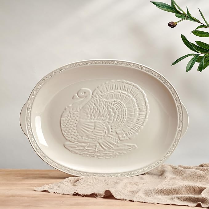 Mikasa Italian Countryside Thanksgiving Turkey Large Serving Platter, 18 Inch