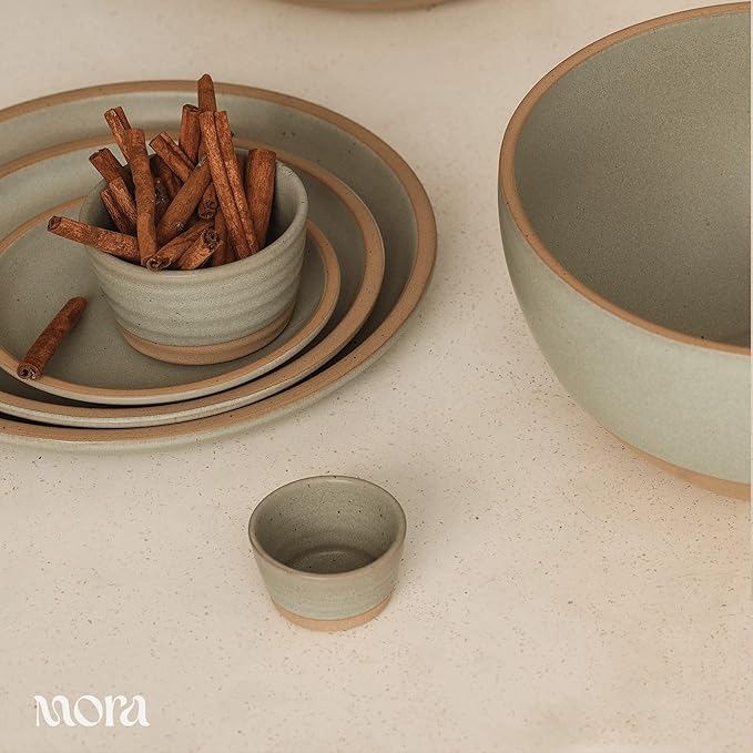 Mora Nano Ramekins Set of 4, 2oz Ceramic Pottery Sauce Cups - Microwave, Oven and Dishwasher Safe - Harvest