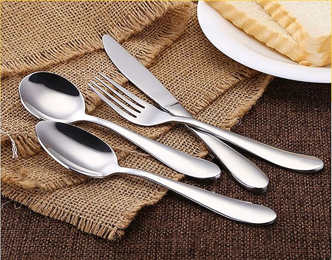 VANRA 6-Piece Dinner Spoons Set Soup Spoons Heavy Duty Stainless Steel Silver Cutlery Set 7.6 inches (6 round spoons)