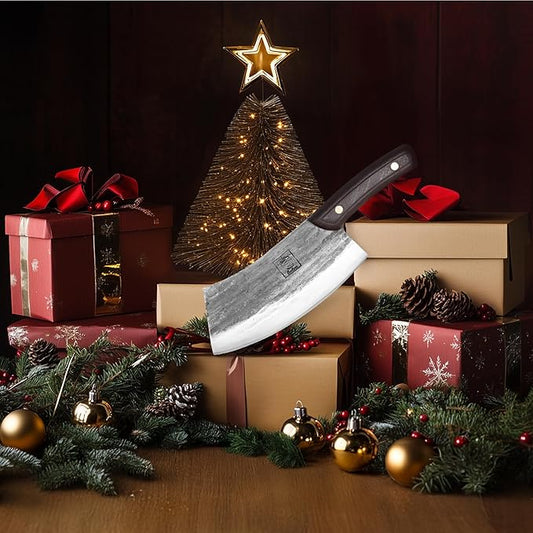 COOLINA Altomino and Tungsten Knife Set – Hand-Forged Chef Knife and Precision Slicing Knife Bundle – High Carbon Steel Full Tang Butcher Knives for Meat, Veggies, BBQ & Kitchen Prep