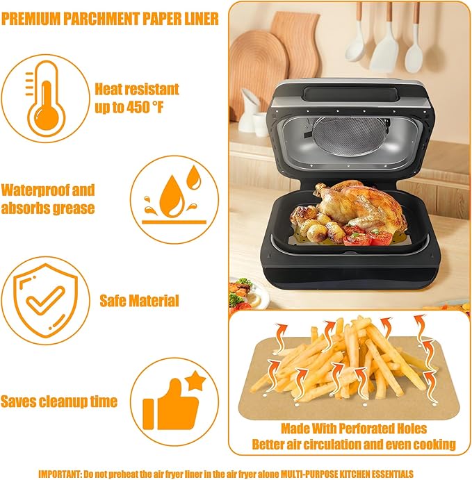 Foodi FG551 Non-stick Combo Crisper Basket Parts for Ninja Foodi FG551, DG651 and DG551 Smart XL Indoor Grill Accessories with 100pcs Disposable Air Fryer Food Basket Parchment Paper Liners