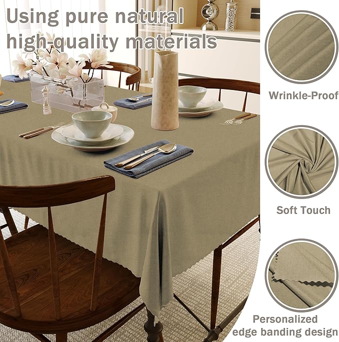 HX&OD Rectangular Tablecloth Cationic Fabric Waterproof Stain Resistant Wrinkle-Resistant for Home/Decoration/Party/Buffet/Wedding/Dining Room/Camping