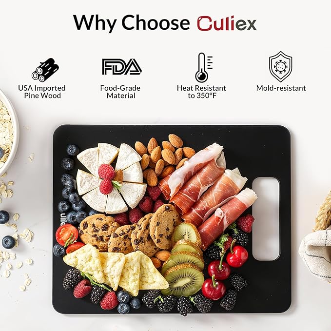 Culiex Wood Fiber Cutting Board 2-Pack, Composite Chopping Boards for Kitchen, Dishwasher Safe, Non-Toxic, High Density, Knife Friendly, BPA Free, Non-Slip Feet for Cutting Meat, Vegetables, Fruits