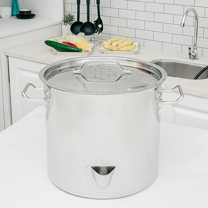 ARC 40QT Stainless Steel Tamale Steamer Pot with Easy-fill Water Spout, Seafood Crab Steamer with Divider and Rack, 10 Gallon