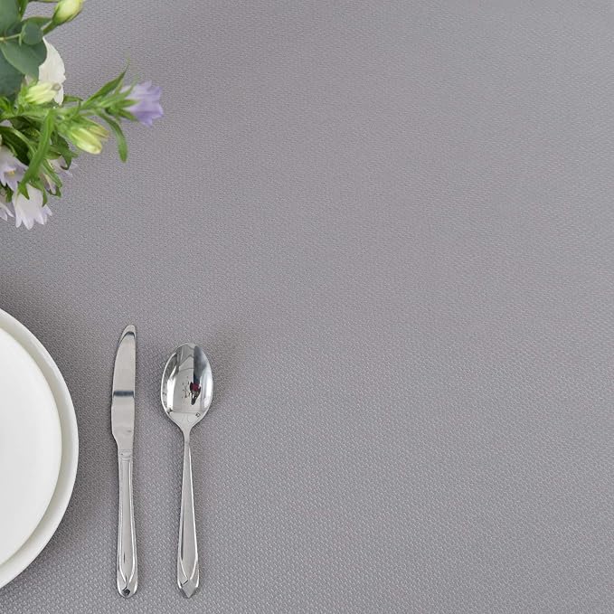 maxmill Textured Tablecloth Stain Resistant Waterproof and Wrinkle Resistant Washable Soft Table Cloth, Fabric Table Cover for Dining Room and Outdoor Use, Rectangle 60 x 120 Inch, Light Grey