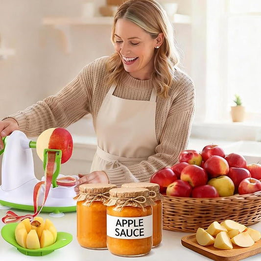 Apple Peeler for Apple Sauce and Pie, 8-Wedge Apple Slicer Corer with Stainless Steel Blades, Upgraded Strong Suction Base, Includes 2 Replacement Blades