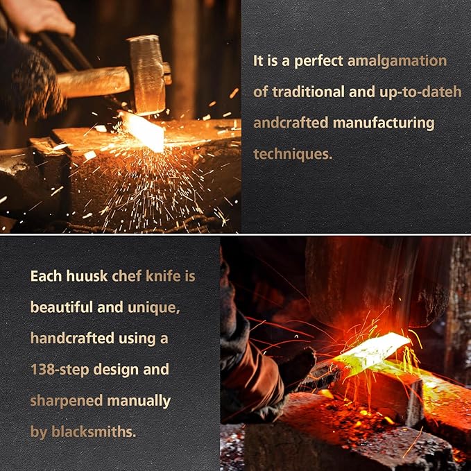 3PCS Butcher Chef Knife Set for Kitchen - Meat Cleaver & Paring Knife, Hand Forged High Carbon Steel Knives with Sheath for Home Cooking, Outdoor Camping, BBQ, Gift Idea for Men
