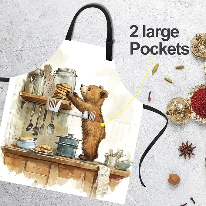 Funny Cat Apron with 2 Pockets Waterproof for Men Women Kitchen Garden Decor