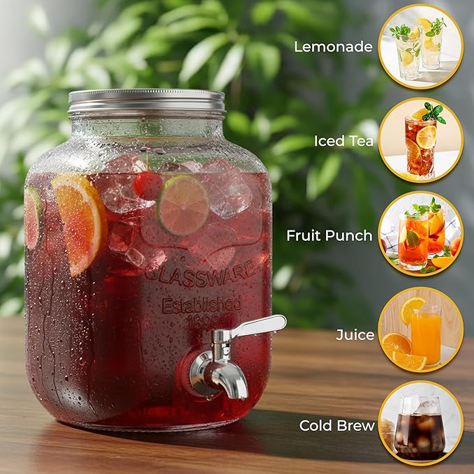 Zulay Kitchen 1 Gallon Cold Brew Coffee Maker with EXTRA-THICK Glass Carafe & Stainless Steel Mesh Filter - Premium Iced Coffee Maker, Cold Brew Pitcher & Tea Infuser (Silver)