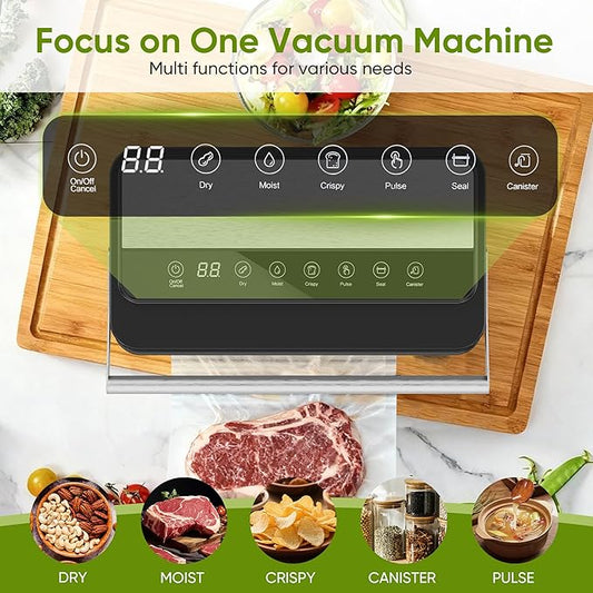 85Kpa Food Vacuum Sealer with Digital Timer, Built-in Cutter, and Storage Box