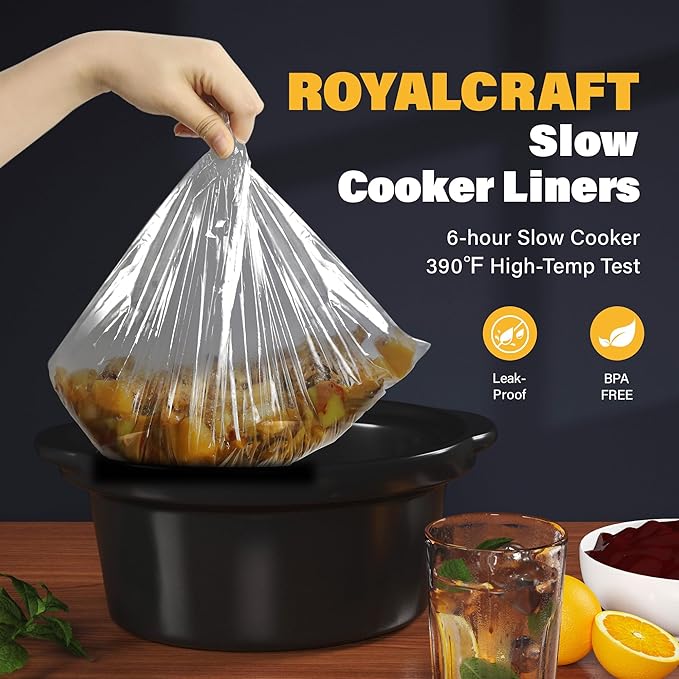 Sunvivi Slow Cooker Liners, Disposable Cooking Bags Large Size Pot Liners Fit 1QT to 4QT,Suitable for Oval & Round Pot 10 Count