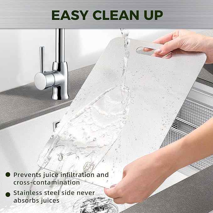 5 Pcs, Stainless Steel Cutting Board Set, with Sharpener & Silicone Mat - Non Toxic, Metal Cutting Boards for Kitchen, Luxury Gift for Home Chefs & Cooking Lovers - HEAVEN TRADING