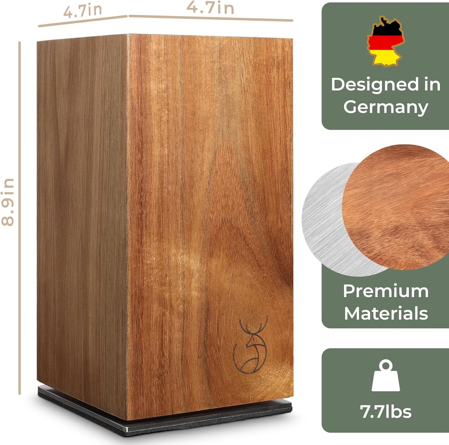WALDWERK Magnetic Knife Holder Made of Acacia Wood - 360 degree rotatable Knife Block Without Knives - Knife Block - Knife Holder