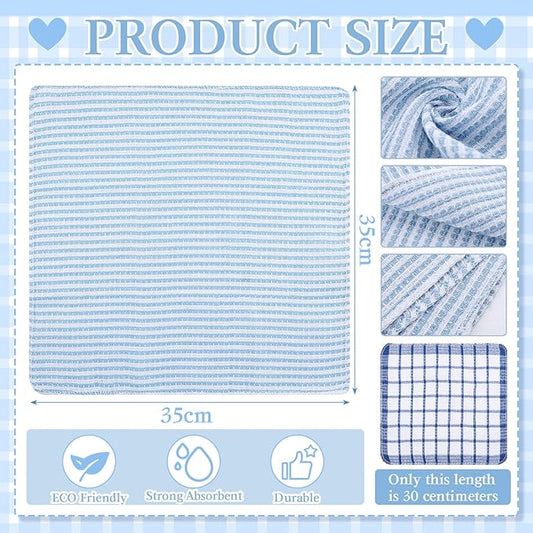 Patelai 12 Pcs Kitchen Dish Cloths for Washing Dishes Absorbent Dish Rags Cleaning Reusable Towels for Scrubbing Wipe Glass Xmas Home Household Supplies(Blue,13.8'' X 13.8'')