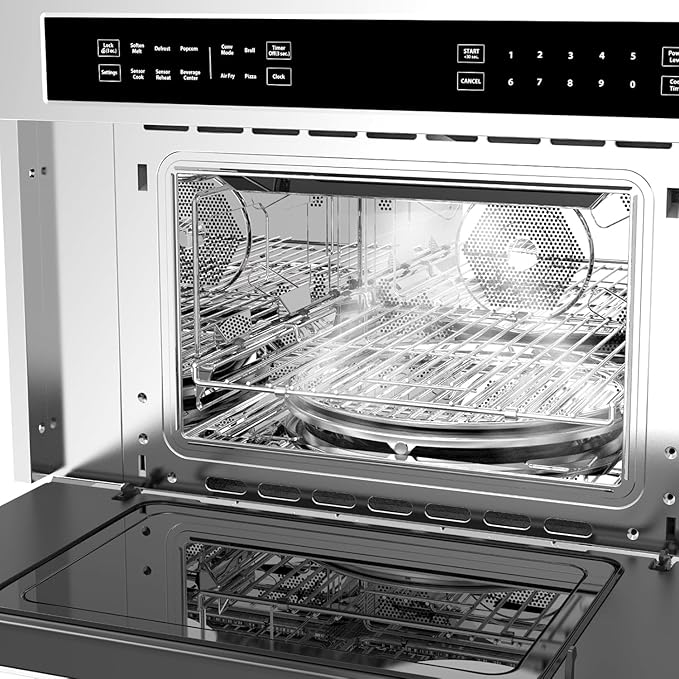 GarveeHome 30 ft Microwave Convection Oven, 1.6 Cu Ft Built In Microwave Oven with Air Fryer-Child Safety Lock-Drop Down Door, 1700W Touch Control-Multiple Cooking Modes, Ideal for Modern Kitchens