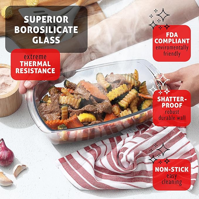 EATEX Glass Bread Pans for Homemade Bread Baking, 1.9 Quart Deep Rectangular Glass Food Storage Containers with Lids BPA Free Microwave Oven & Freezer Safe - 6 Bread Loaf Pans 6 Airtight Lids Black