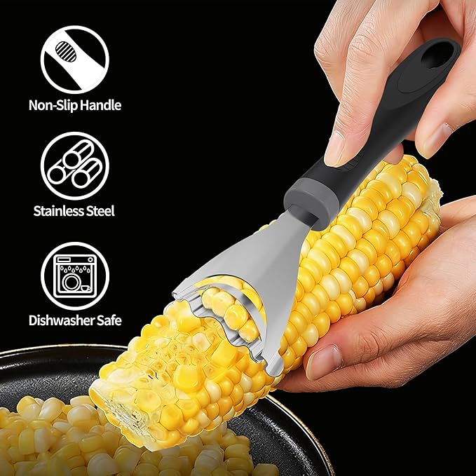 Corn Peeler, Corn on the Cob Stripper Tool with Non-Slip Handle, Black