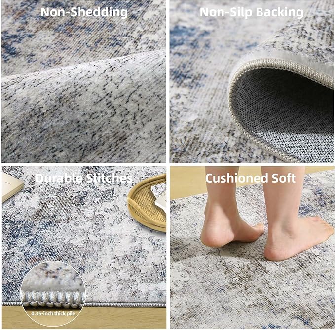 Washable Small Entryway Area Rugs: 2'x3' Abstract Rug Non Slip Door Mat Indoor Entrance Stain Resistance Low Pile Throw Rugs for Inside Front Door Floor Bedroom Bedside Kitchen Nursery Kids Room Entry